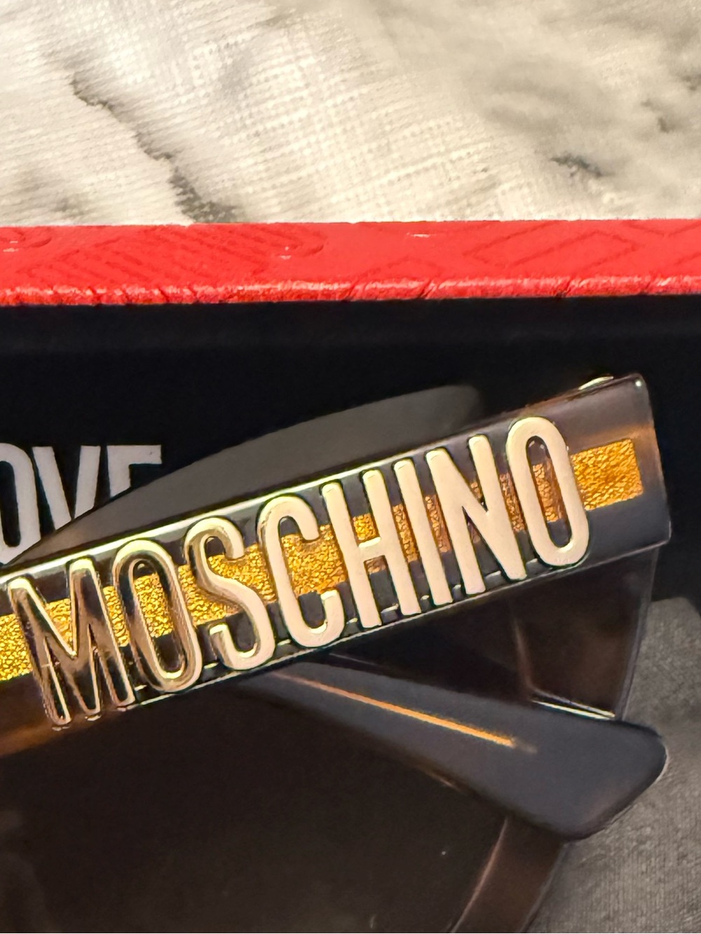 Moschino Tortoiseshell Sunglasses with Gold Logo - Picture 7 of 12